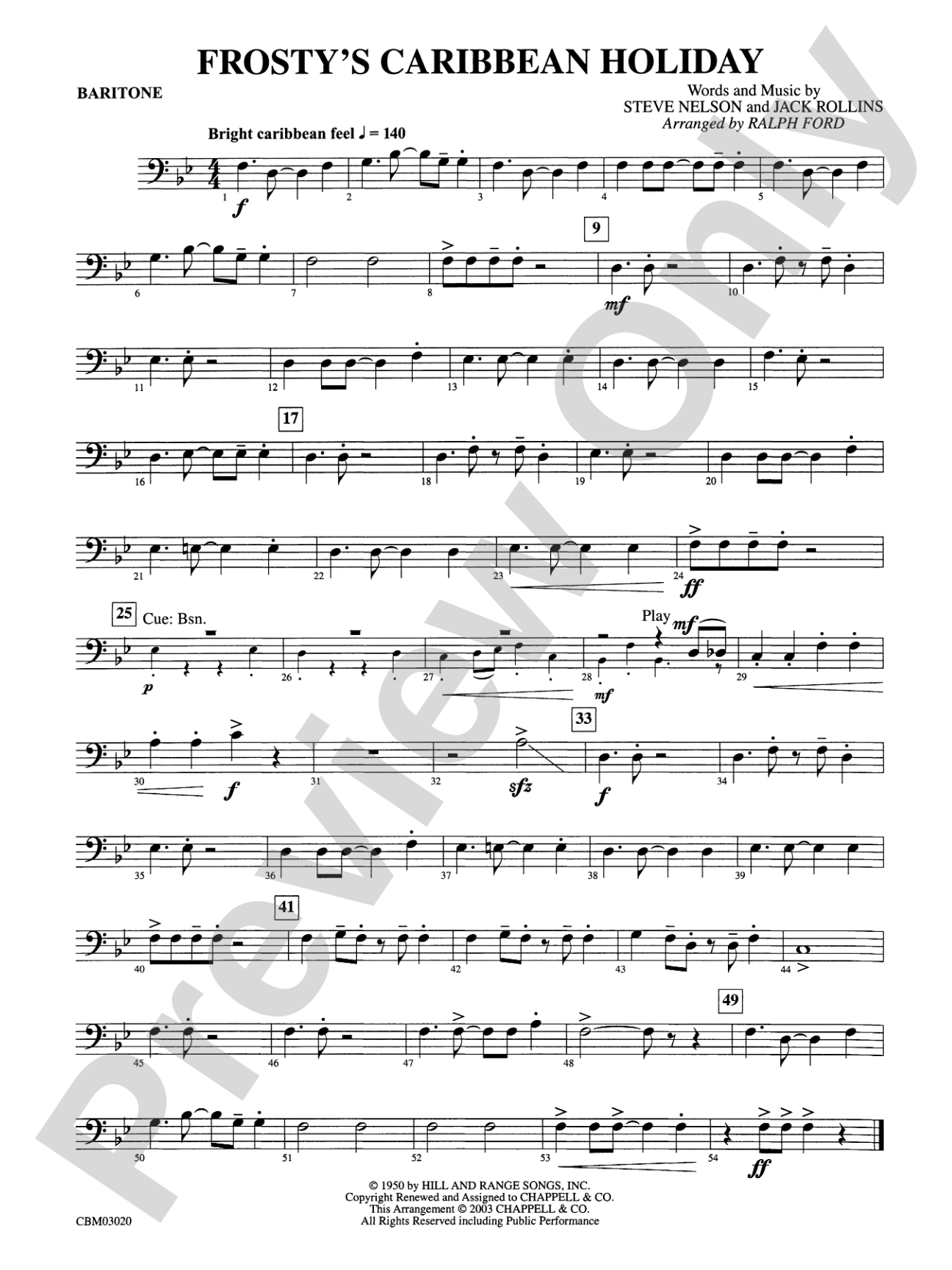 Frosty's Caribbean Holiday: Baritone B.C.