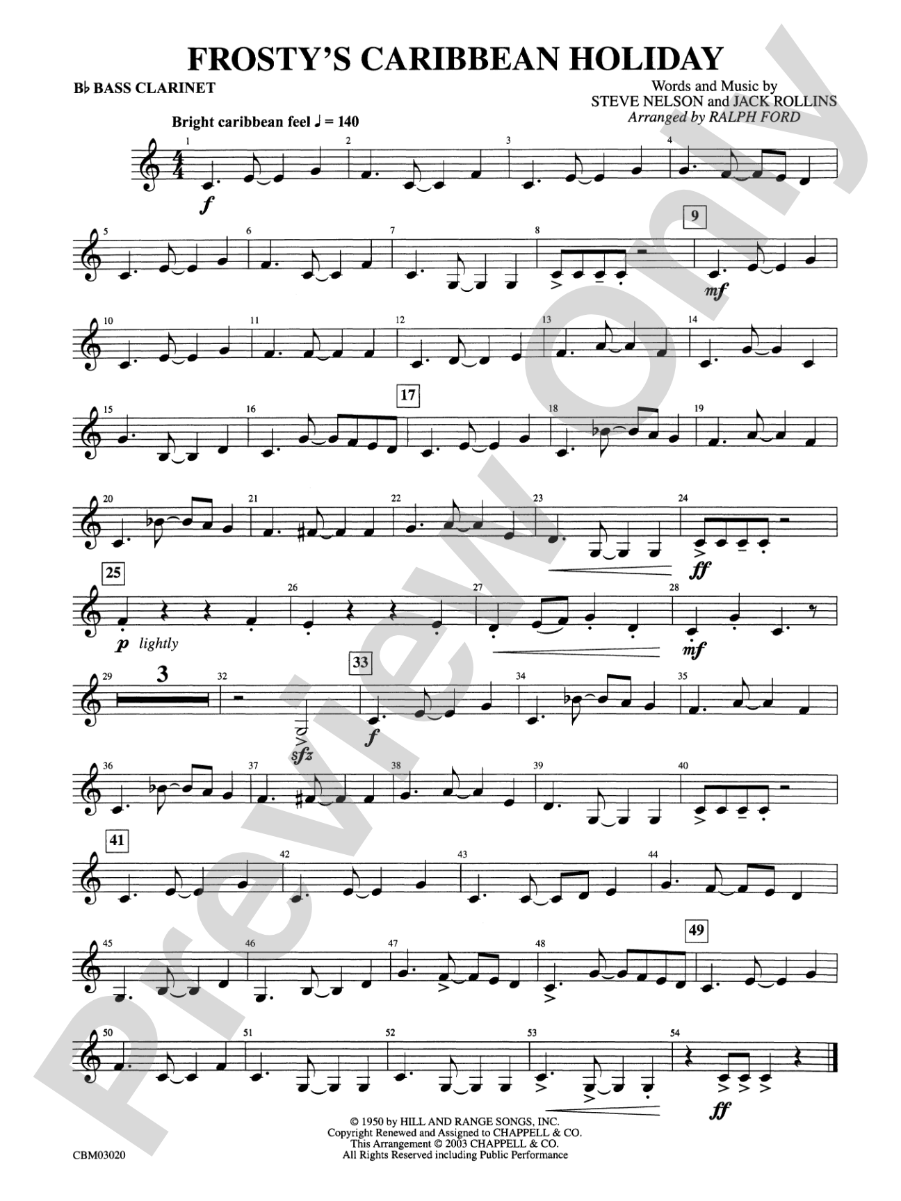 Frosty's Caribbean Holiday: B-flat Bass Clarinet
