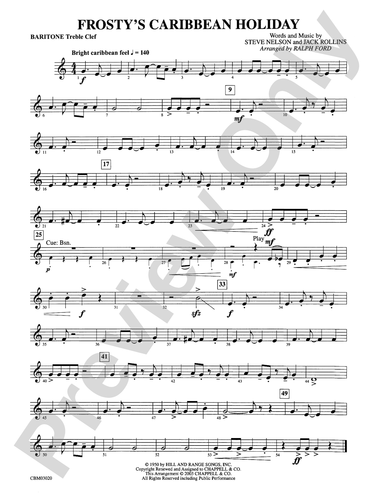 Frosty's Caribbean Holiday: Baritone T.C.