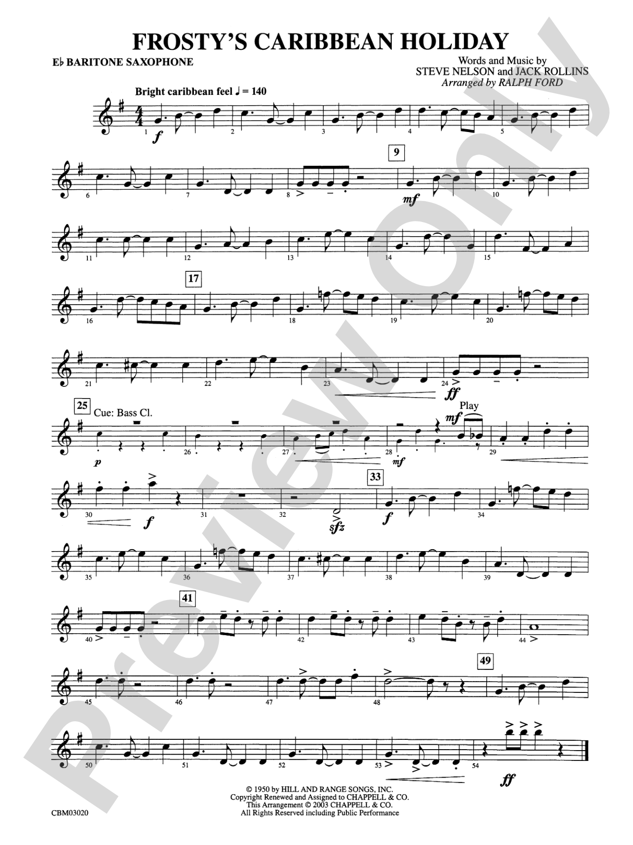 Frosty's Caribbean Holiday: E-flat Baritone Saxophone