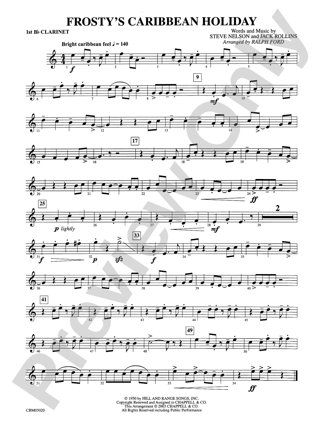 Frosty's Caribbean Holiday: 1st B-flat Clarinet