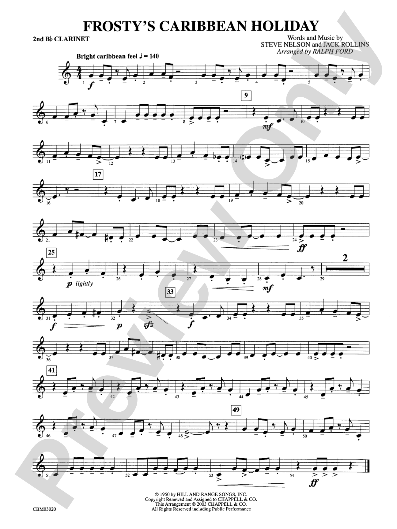 Frosty's Caribbean Holiday: 2nd B-flat Clarinet