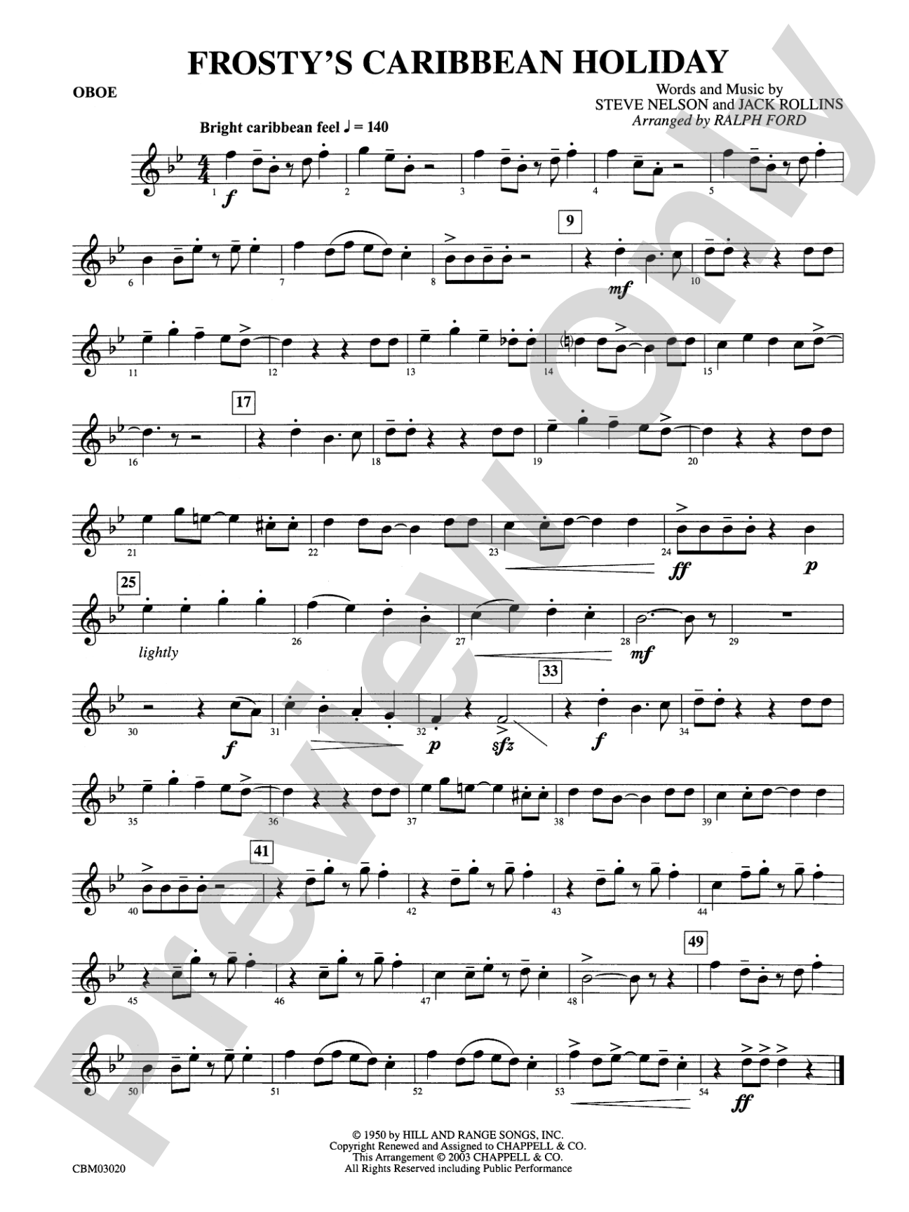 Frosty's Caribbean Holiday: Oboe