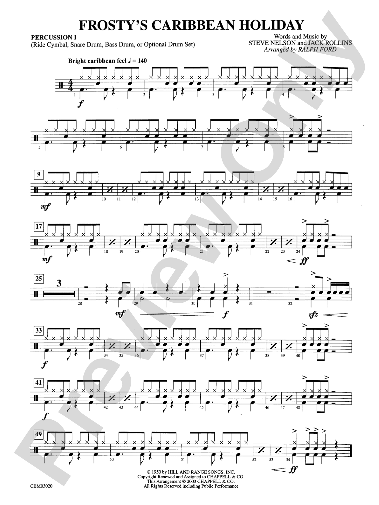 Frosty's Caribbean Holiday: 1st Percussion