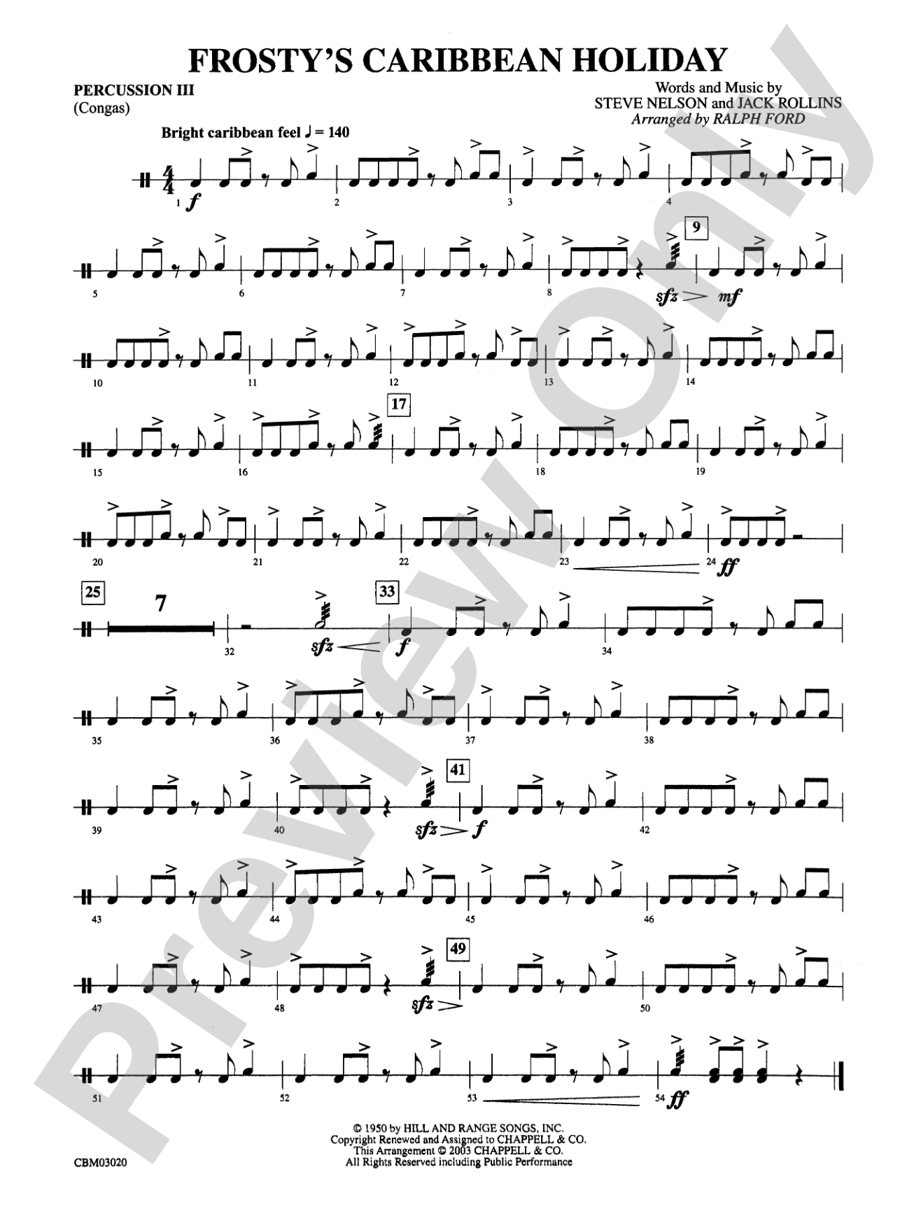 Frosty's Caribbean Holiday: 3rd Percussion