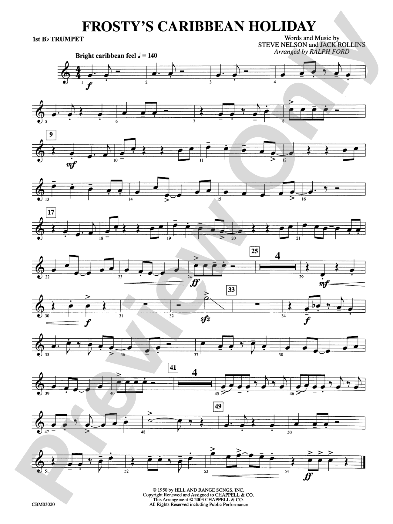 Frosty's Caribbean Holiday: 1st B-flat Trumpet