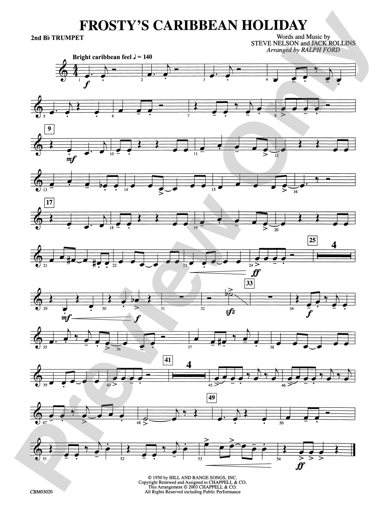 Frosty's Caribbean Holiday: 2nd B-flat Trumpet