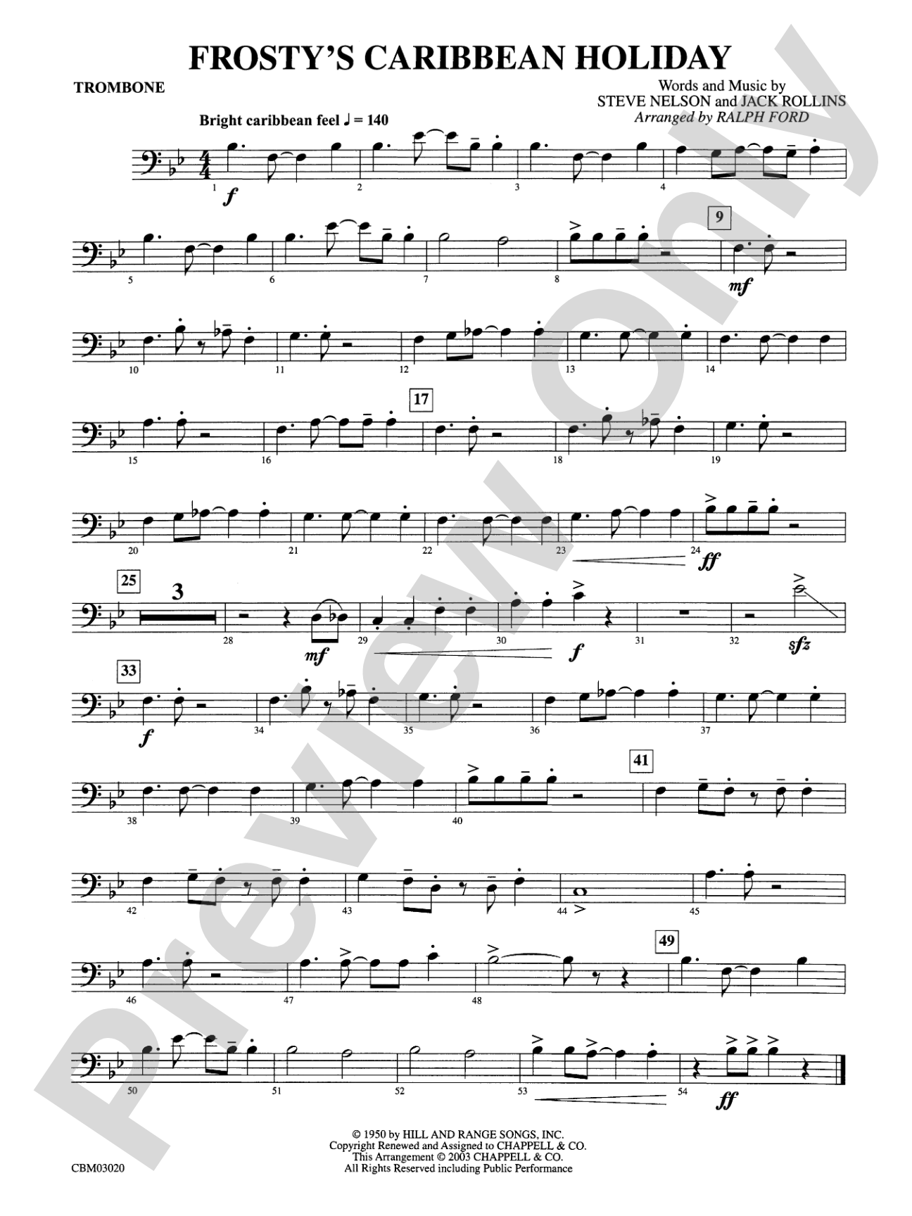 Frosty's Caribbean Holiday: 1st Trombone