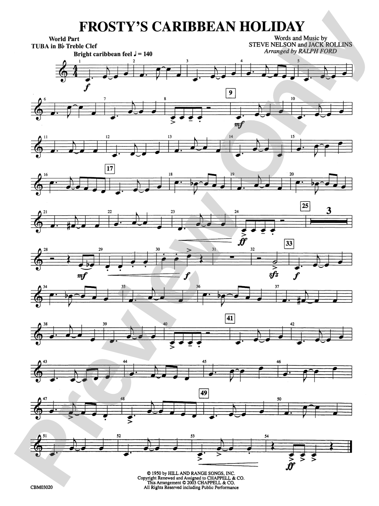 Frosty's Caribbean Holiday: (wp) B-flat Tuba T.C.
