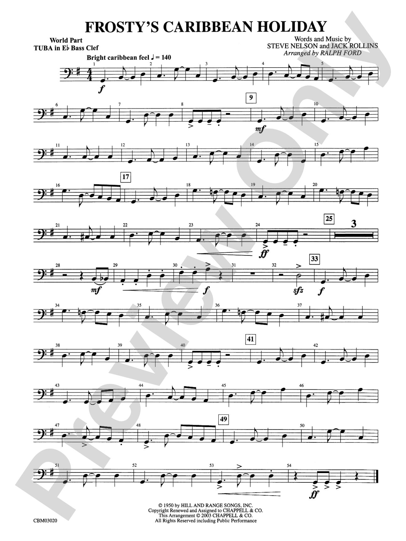 Frosty's Caribbean Holiday: (wp) E-flat Tuba B.C.