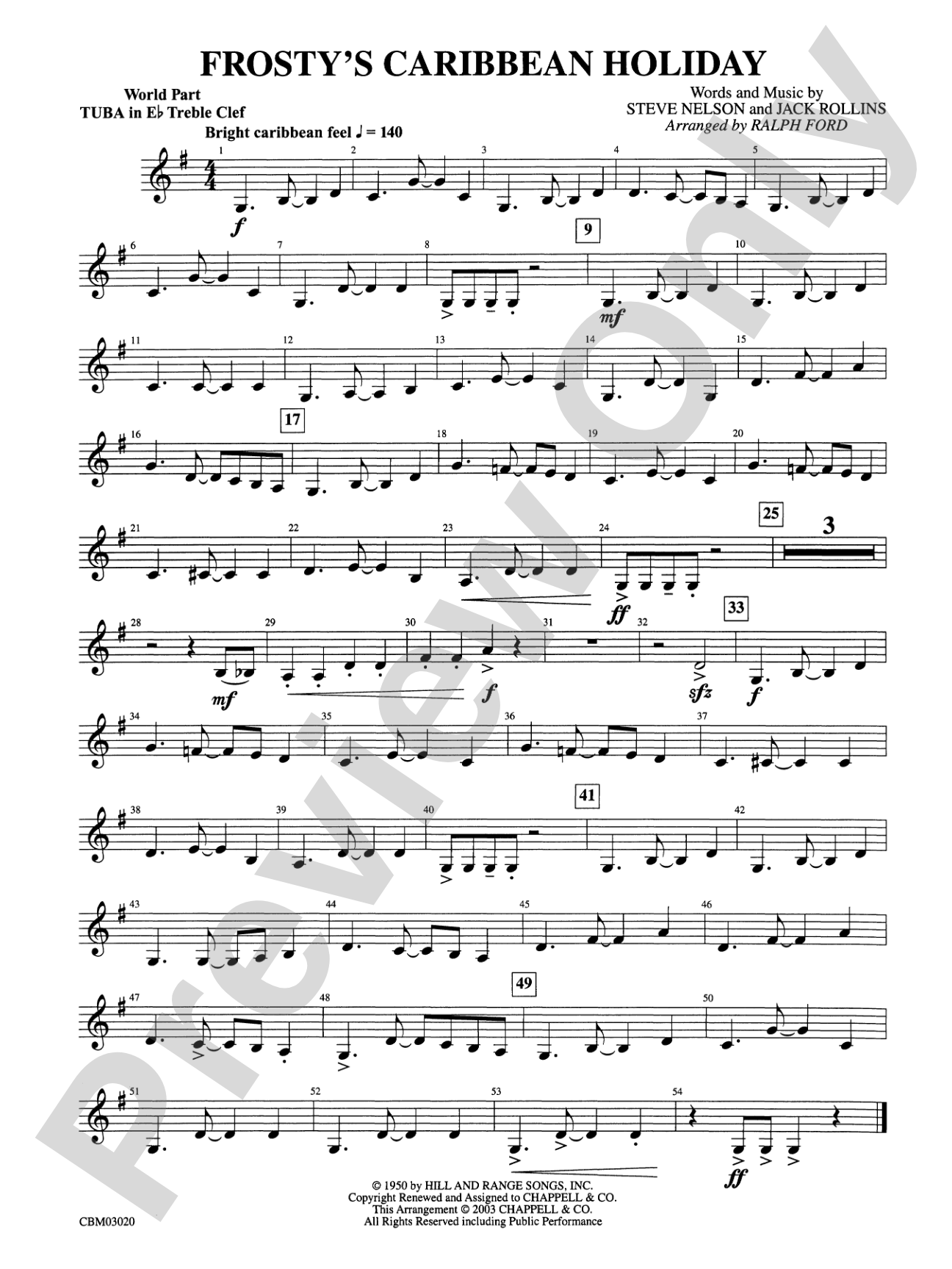Frosty's Caribbean Holiday: (wp) E-flat Tuba T.C.
