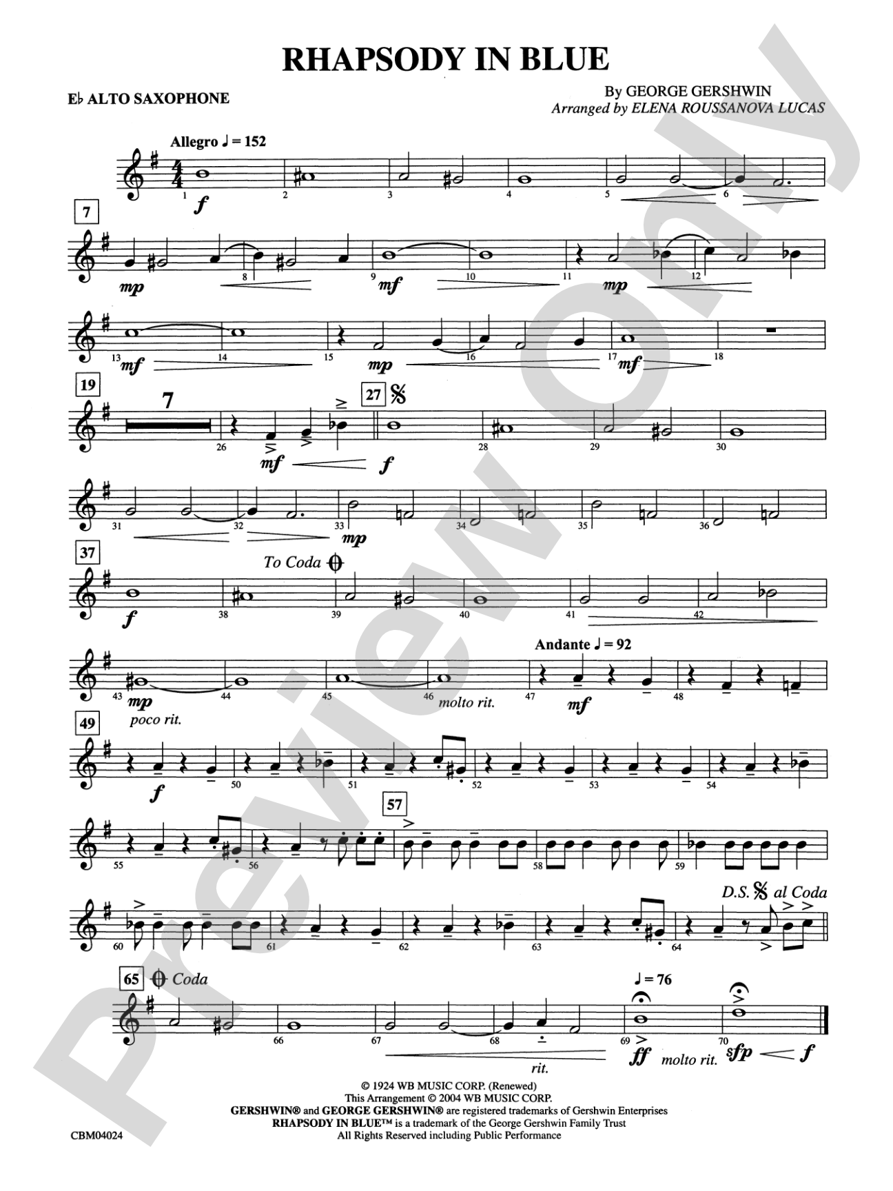 Rhapsody in Blue™: E-flat Alto Saxophone