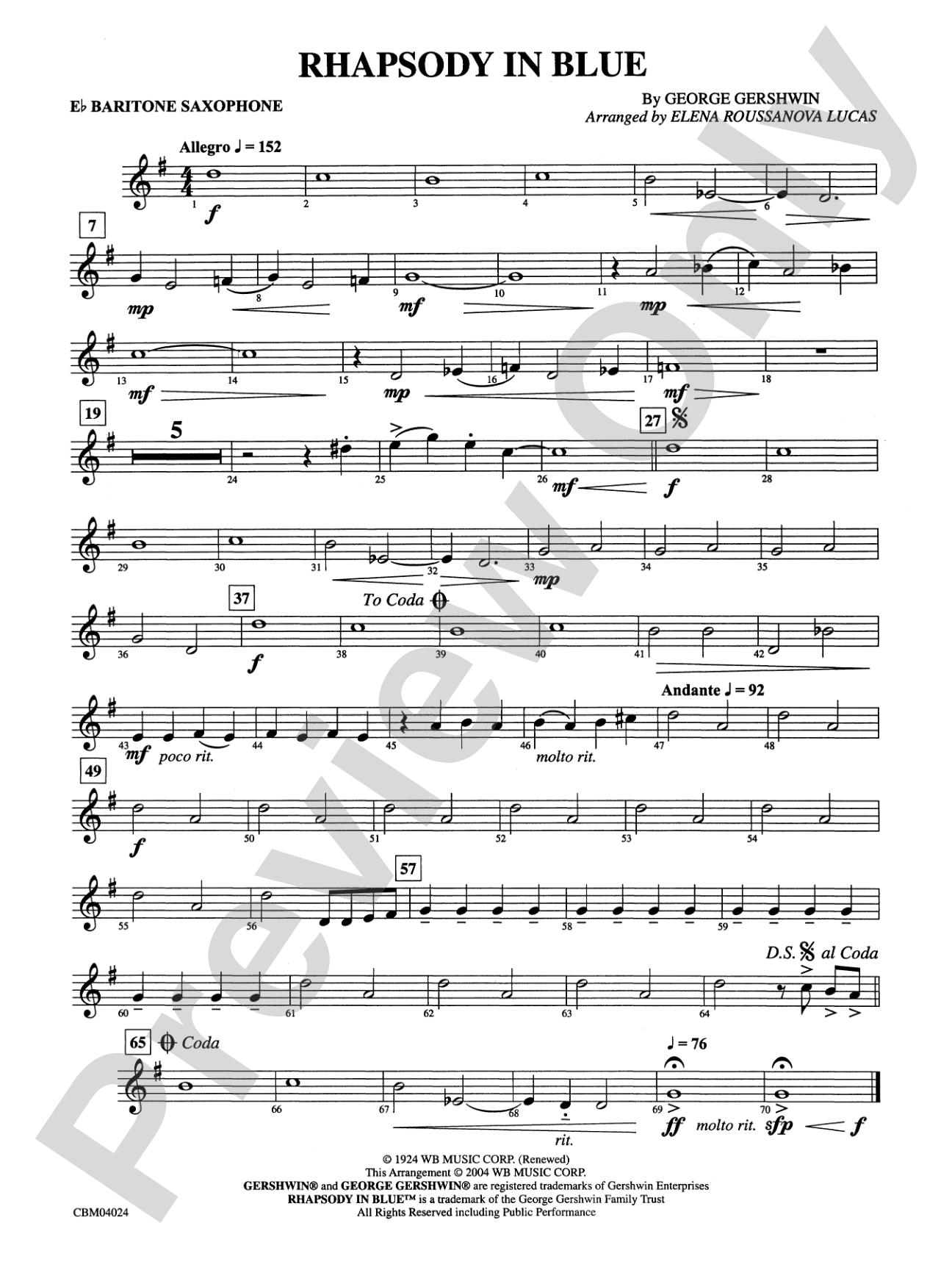 Rhapsody in Blue™: E-flat Baritone Saxophone