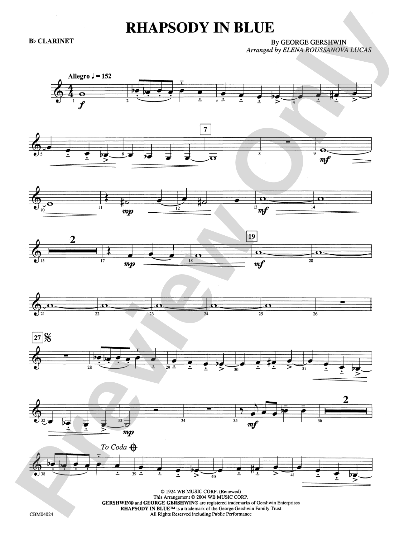 Rhapsody in Blue™: 1st B-flat Clarinet