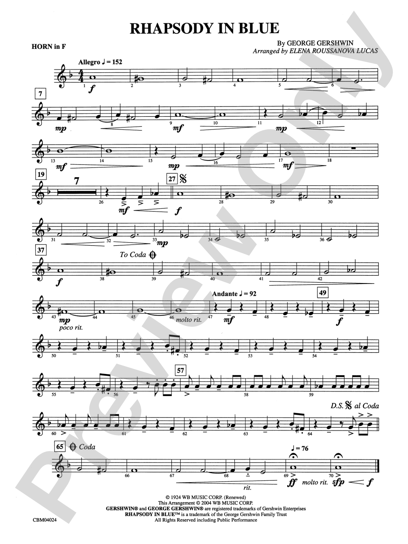 Rhapsody in Blue™: 1st F Horn