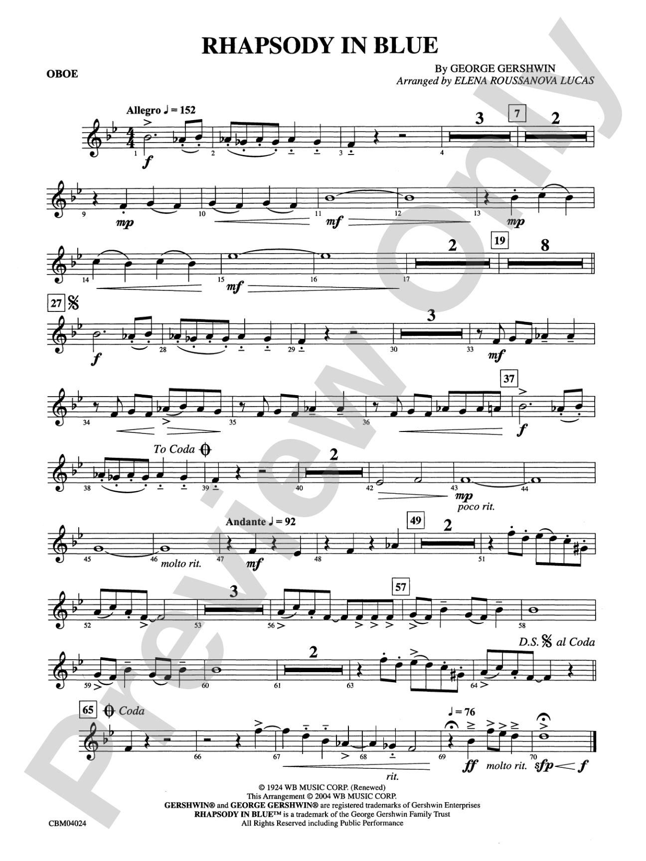 Rhapsody in Blue™: Oboe