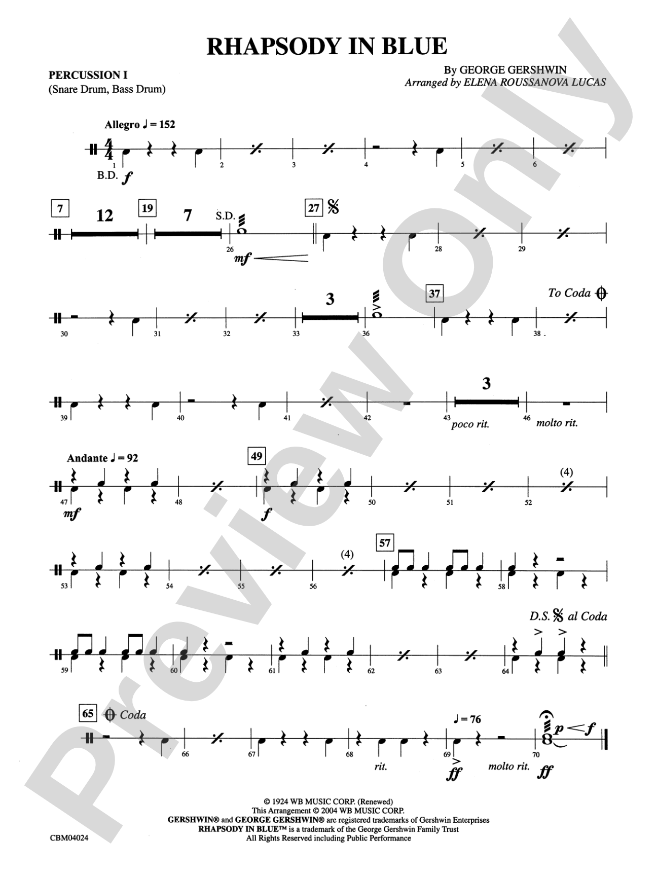 Rhapsody in Blue™: 1st Percussion