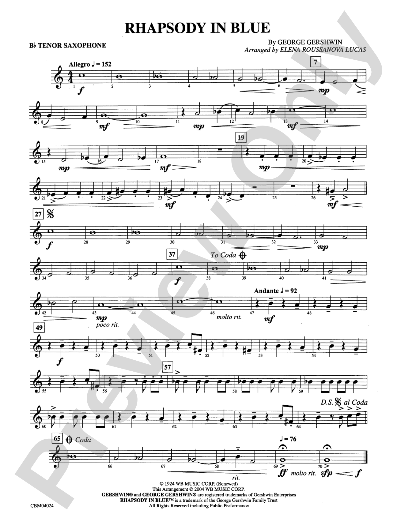 Rhapsody in Blue™: B-flat Tenor Saxophone