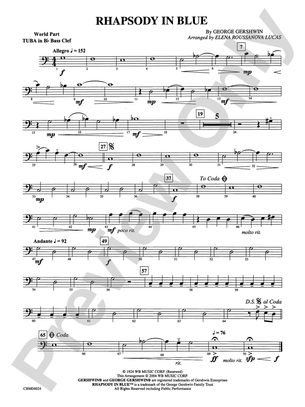 Rhapsody in Blue™: (wp) B-flat Tuba B.C.