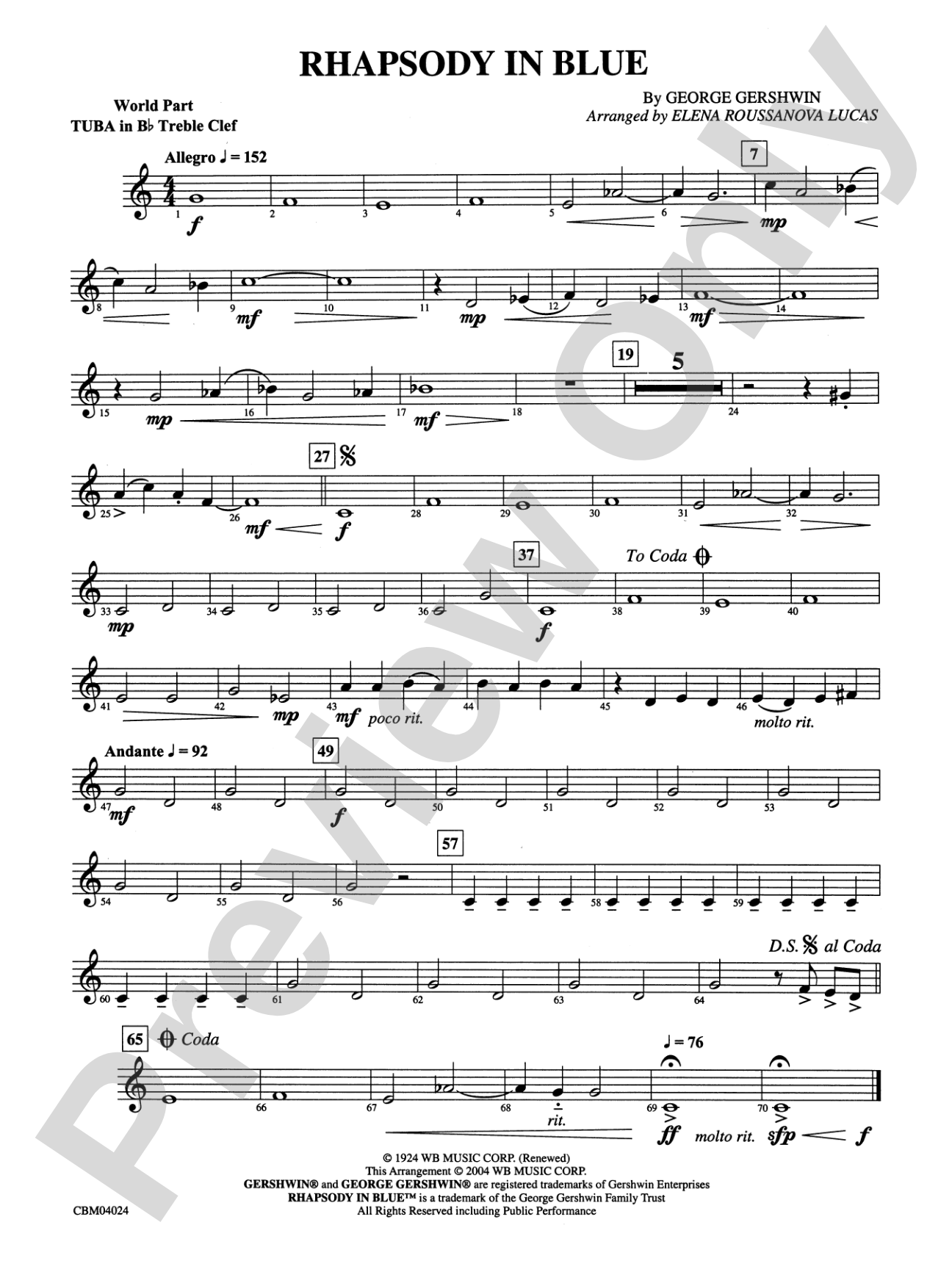 Rhapsody in Blue™: (wp) B-flat Tuba T.C.