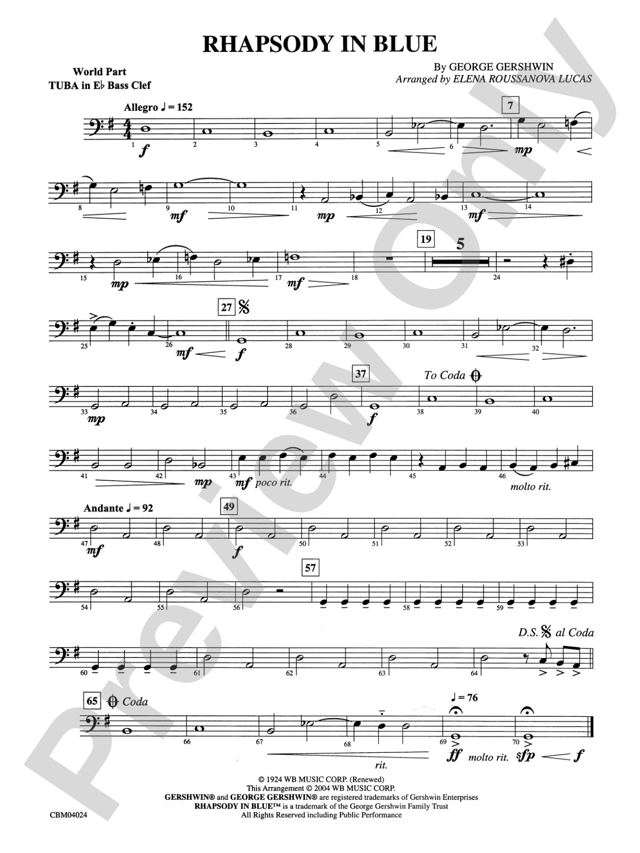 Rhapsody in Blue™: (wp) E-flat Tuba B.C.