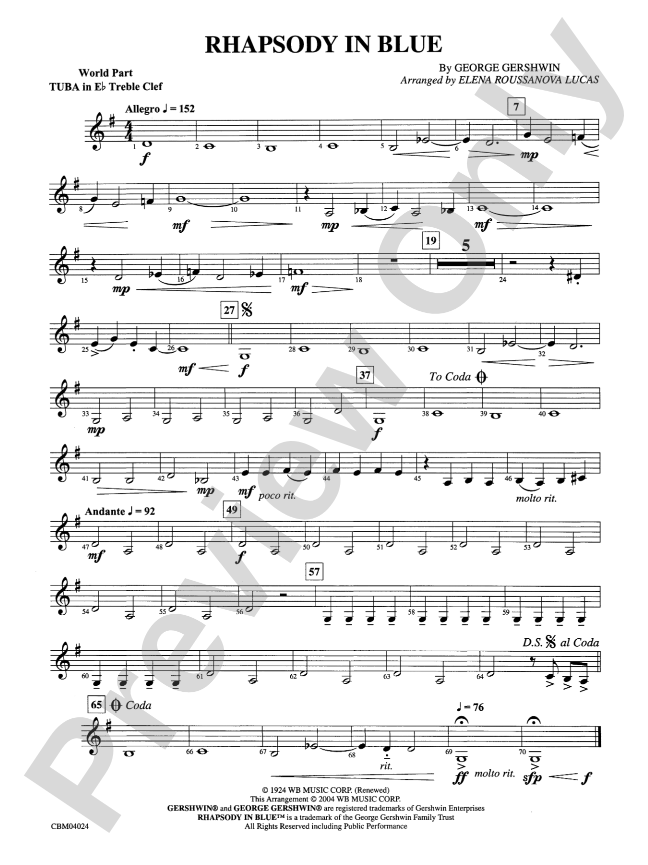 Rhapsody in Blue™: (wp) E-flat Tuba T.C.