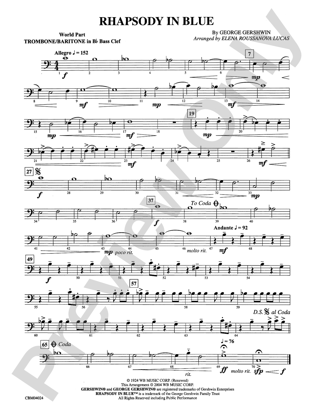 Rhapsody in Blue™: (wp) 1st B-flat Trombone B.C.