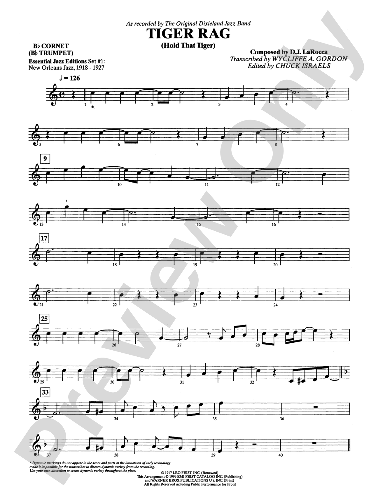 Tiger Rag (Hold That Tiger): 1st B-flat Cornet