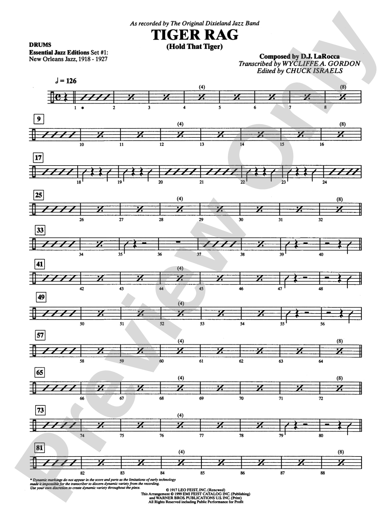 Tiger Rag (Hold That Tiger): Drums