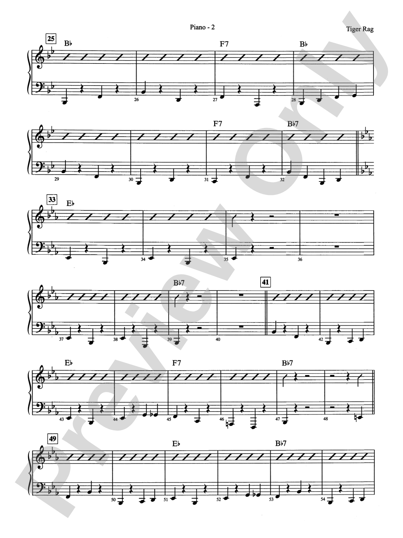 Tiger Rag (Hold That Tiger): Piano Accompaniment