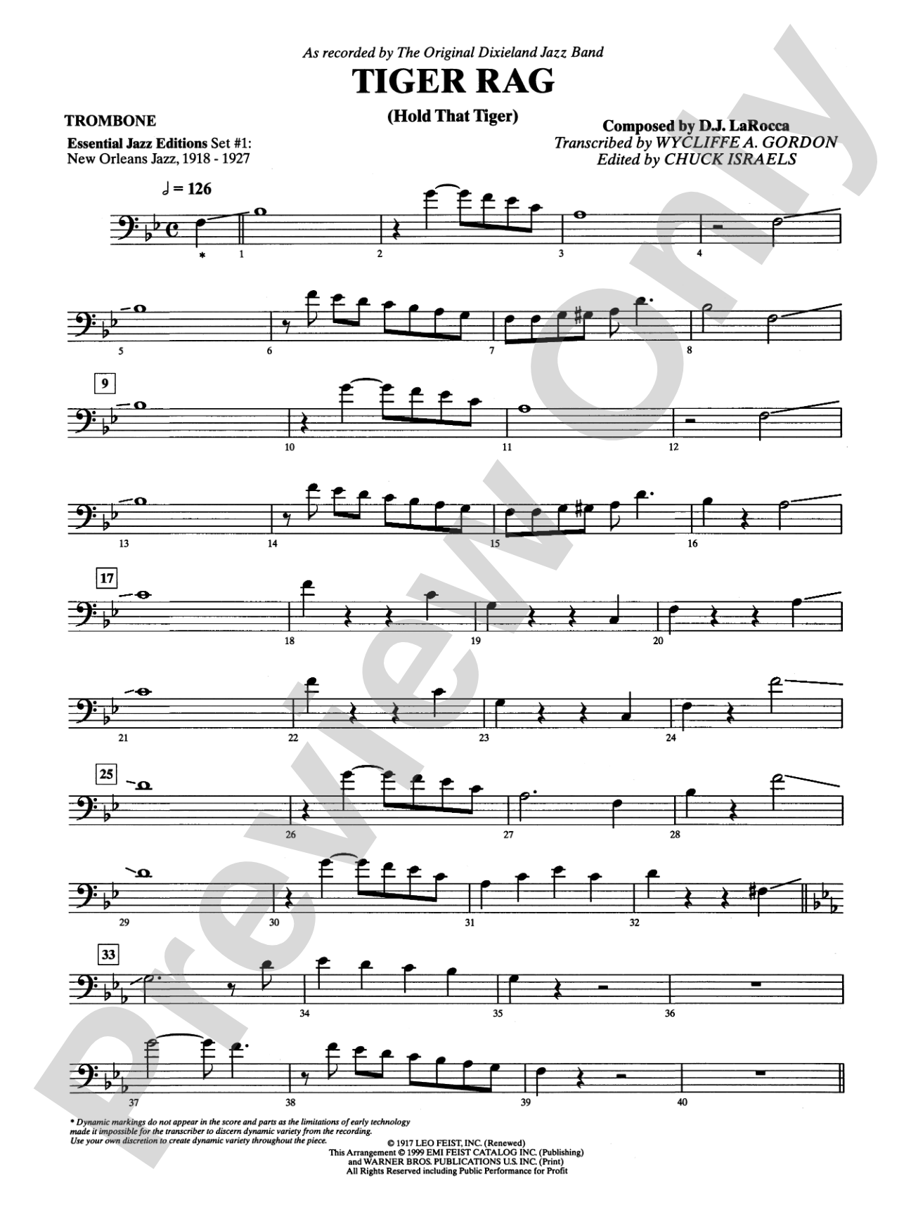 Tiger Rag (Hold That Tiger): 1st Trombone