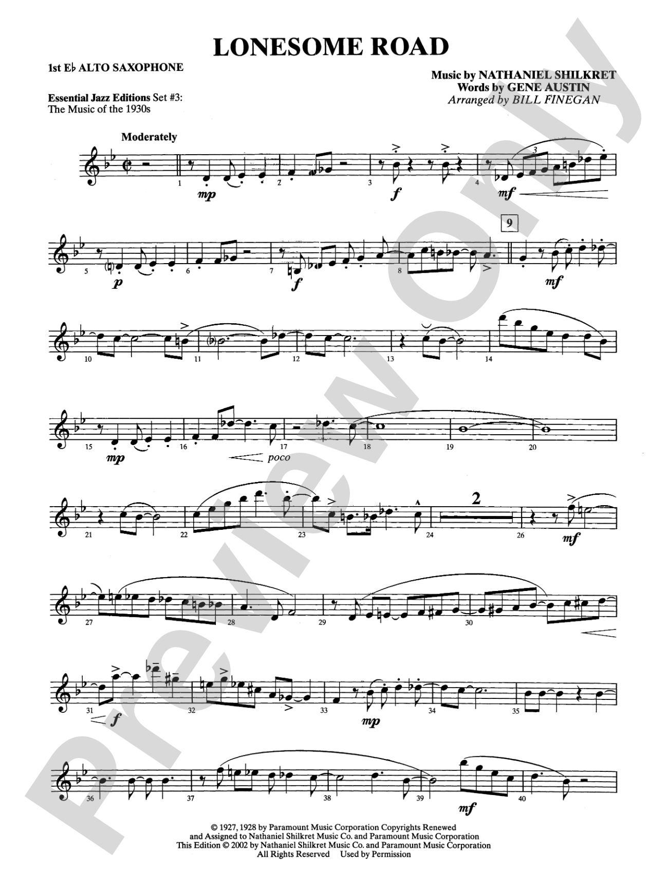 Lonesome Road: E-flat Alto Saxophone