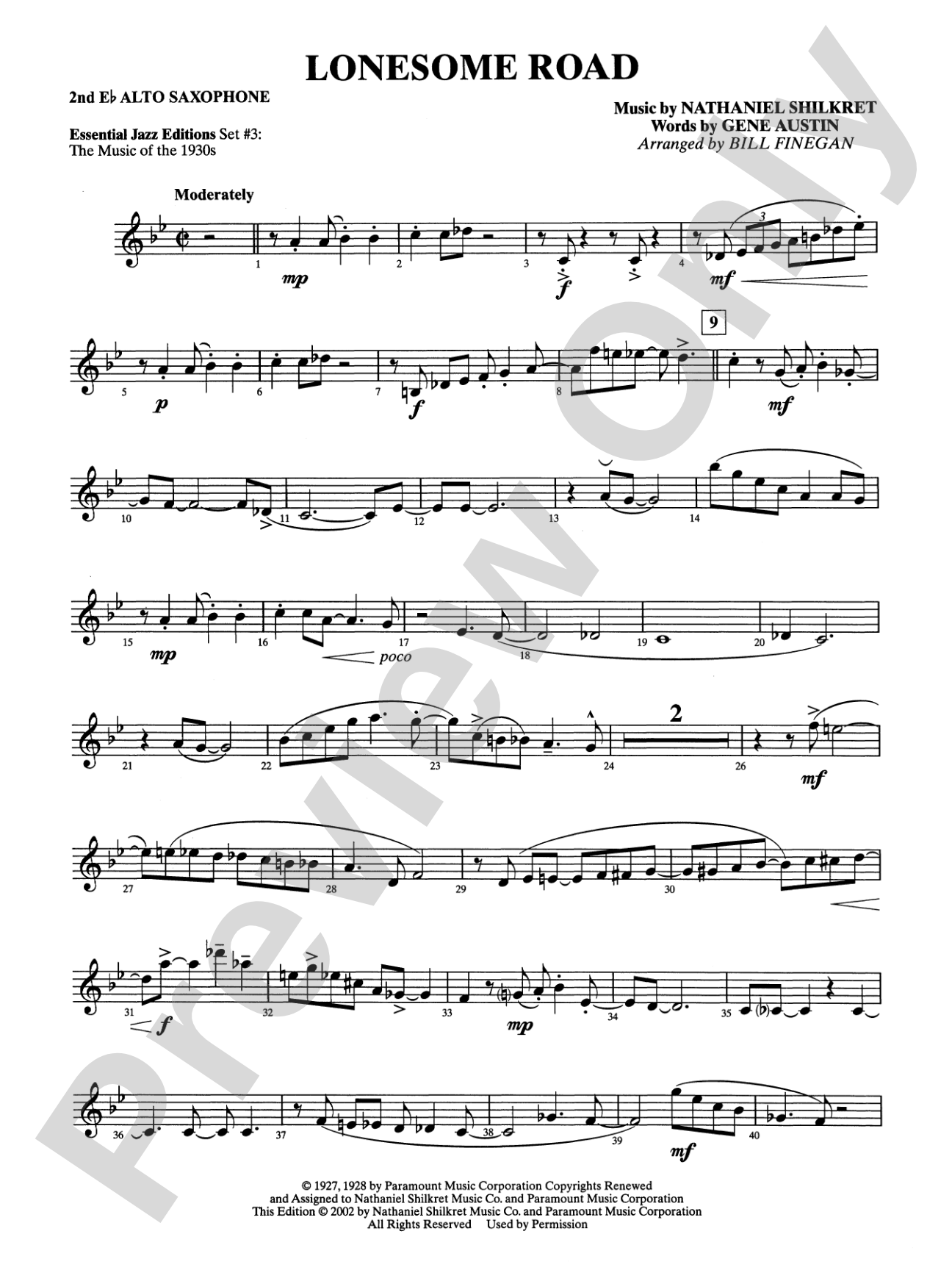 Lonesome Road: 2nd E-flat Alto Saxophone