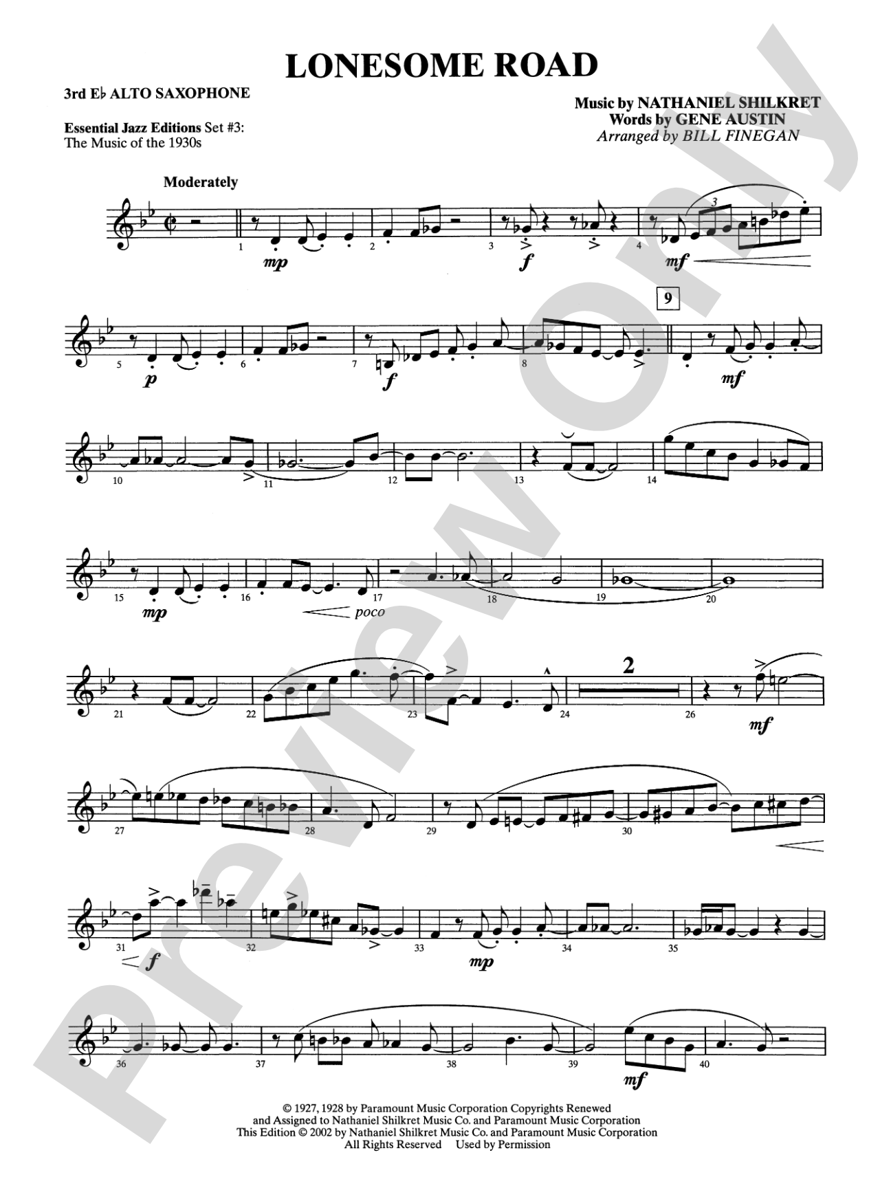 Lonesome Road: 3rd E-flat Alto Saxophone