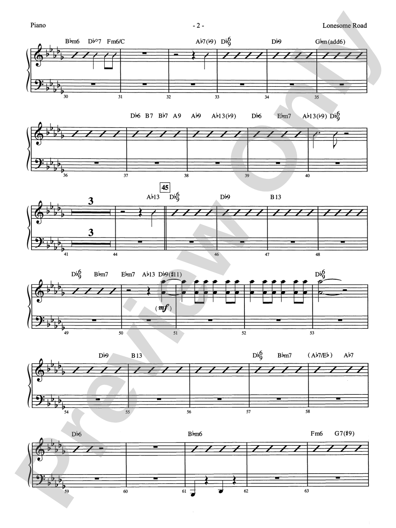 Lonesome Road: Piano Accompaniment