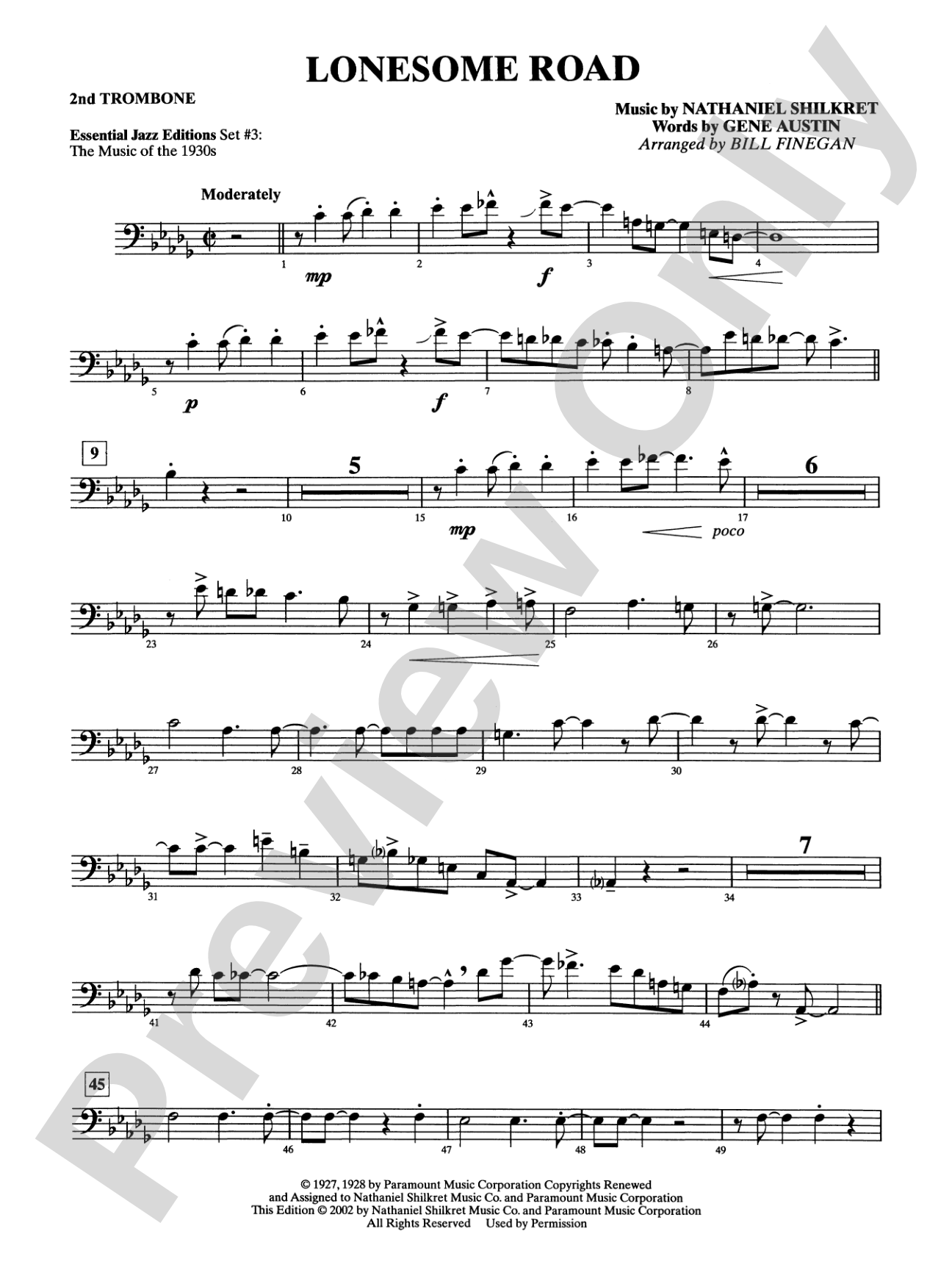 Lonesome Road: 2nd Trombone