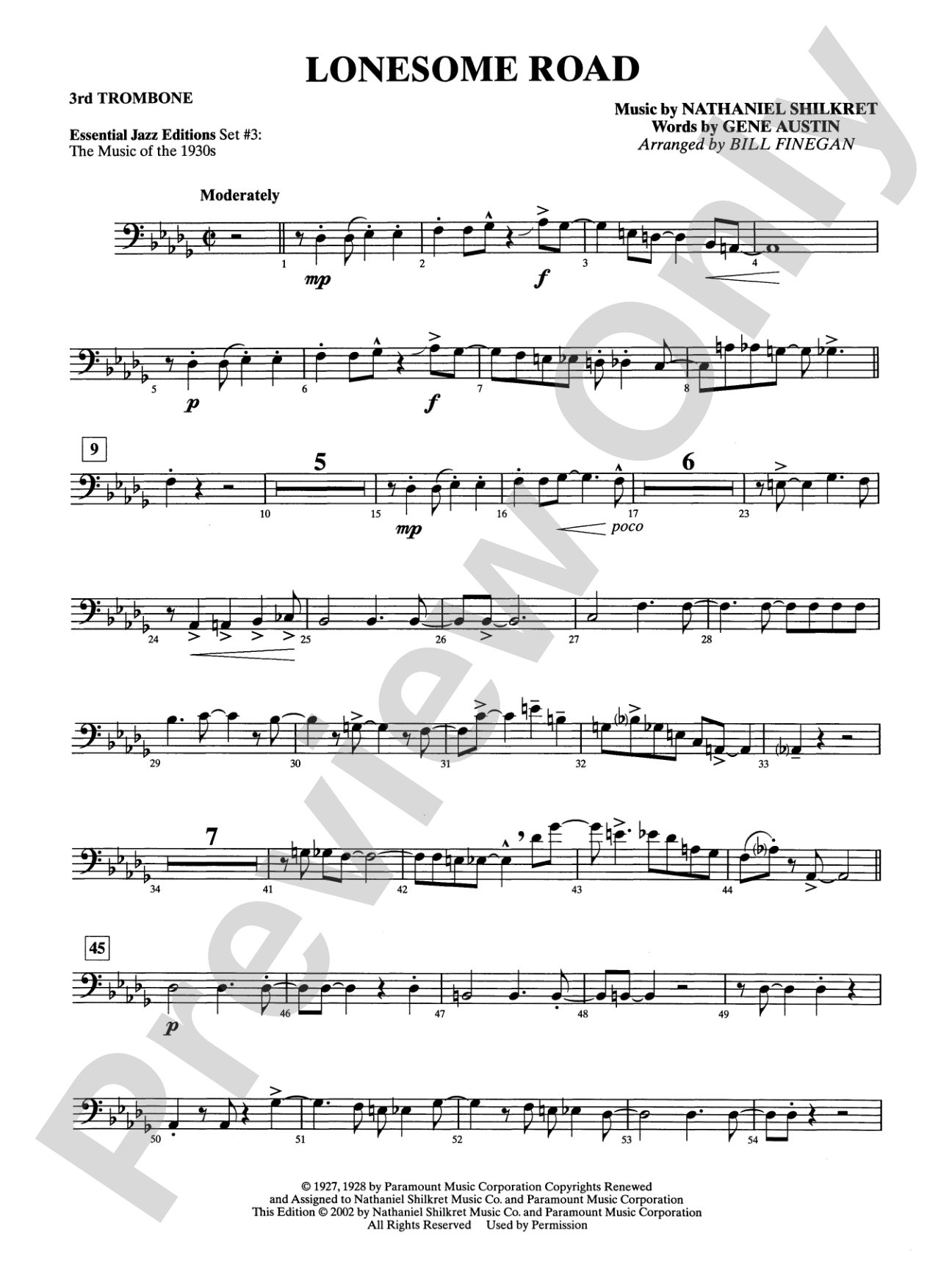 Lonesome Road: 3rd Trombone