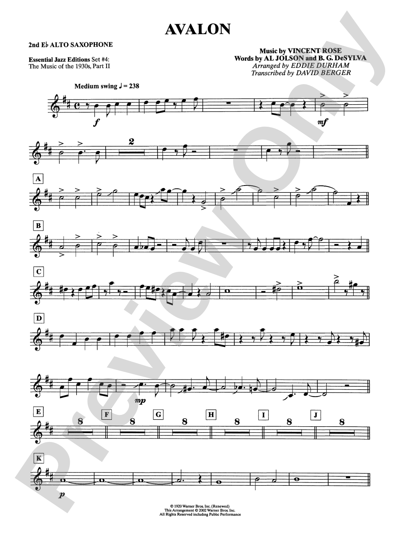 Avalon: 2nd E-flat Alto Saxophone