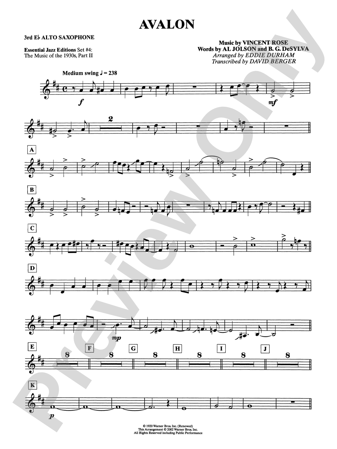 Avalon: 3rd E-flat Alto Saxophone