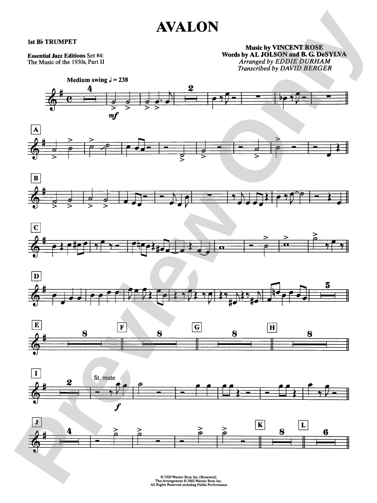 Avalon: 1st B-flat Trumpet