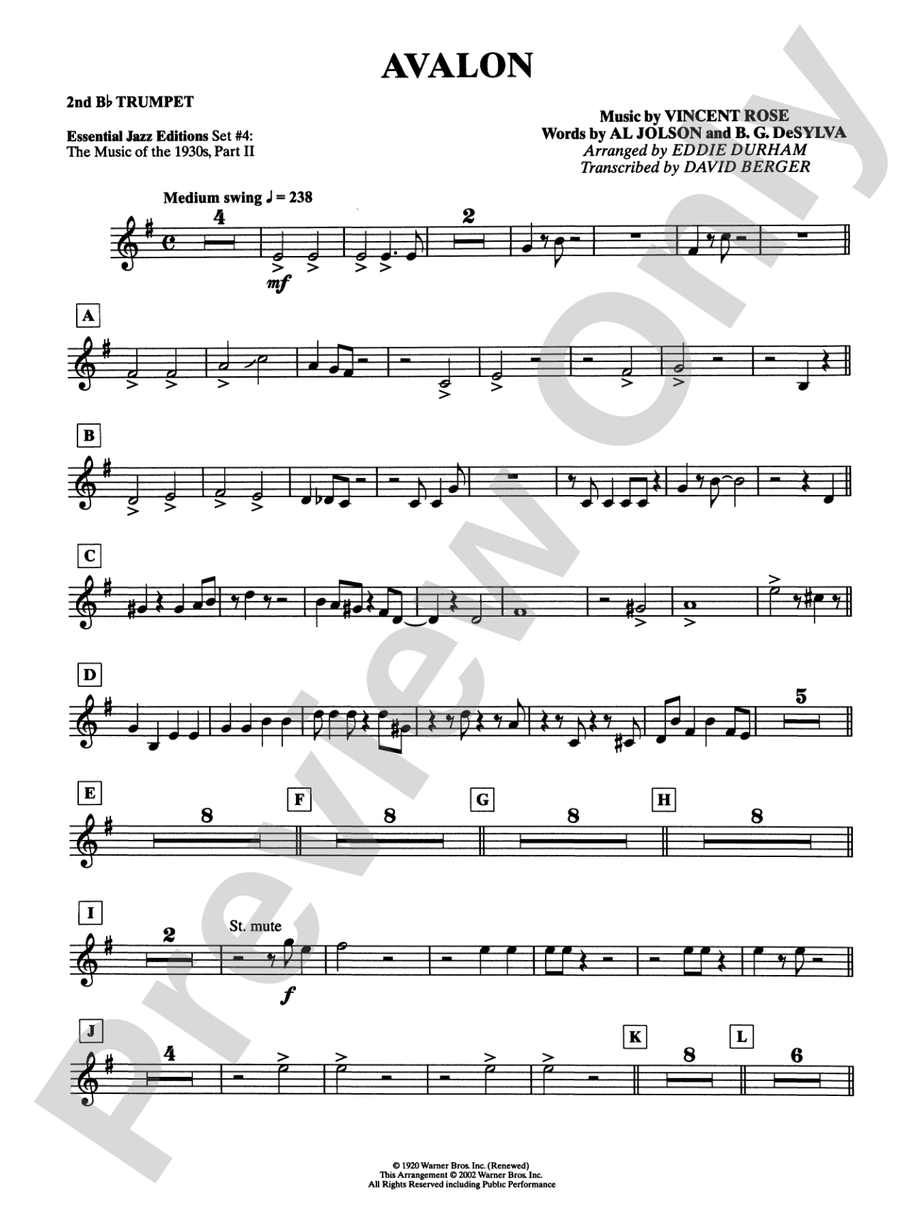 Avalon: 2nd B-flat Trumpet