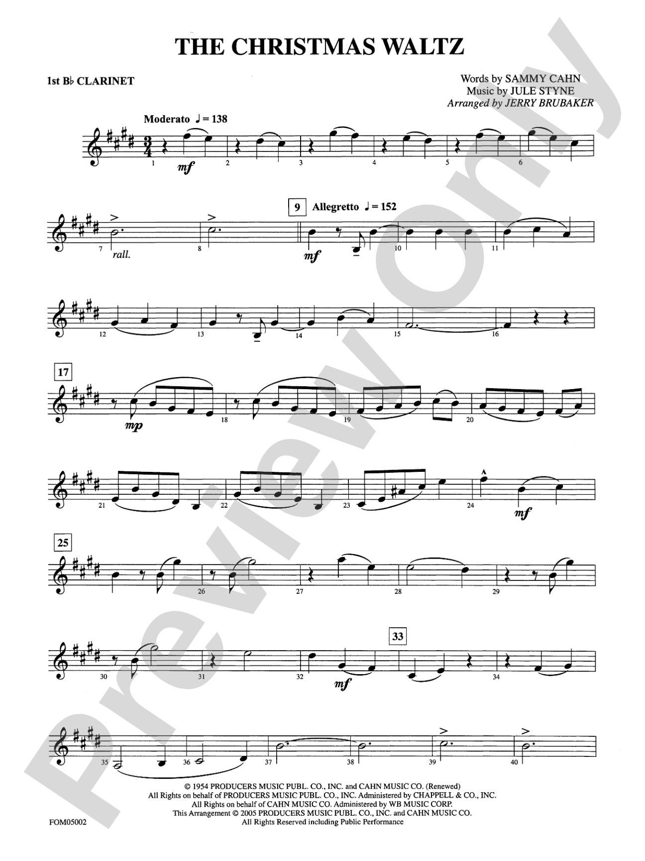 The Christmas Waltz: 1st B-flat Clarinet