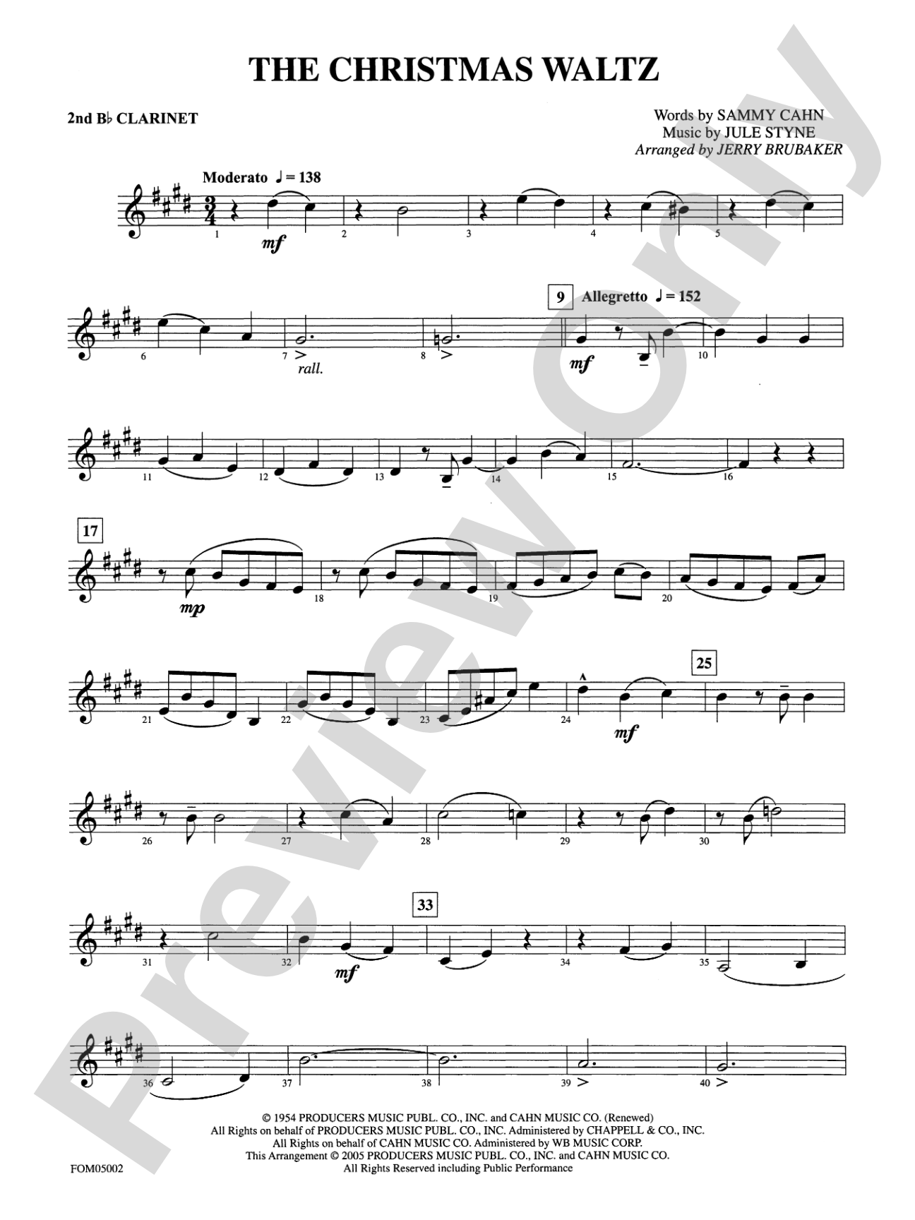 The Christmas Waltz: 2nd B-flat Clarinet
