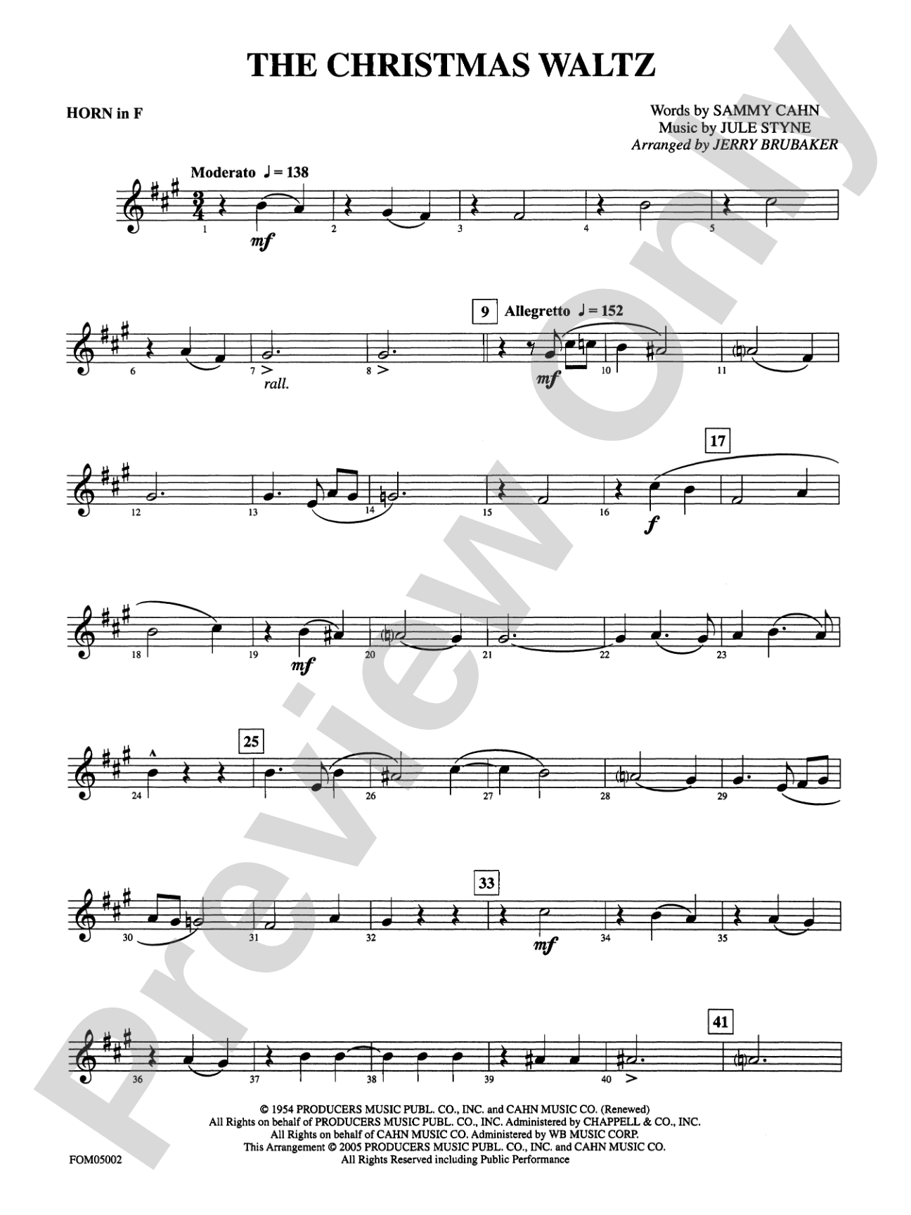 The Christmas Waltz: 1st F Horn