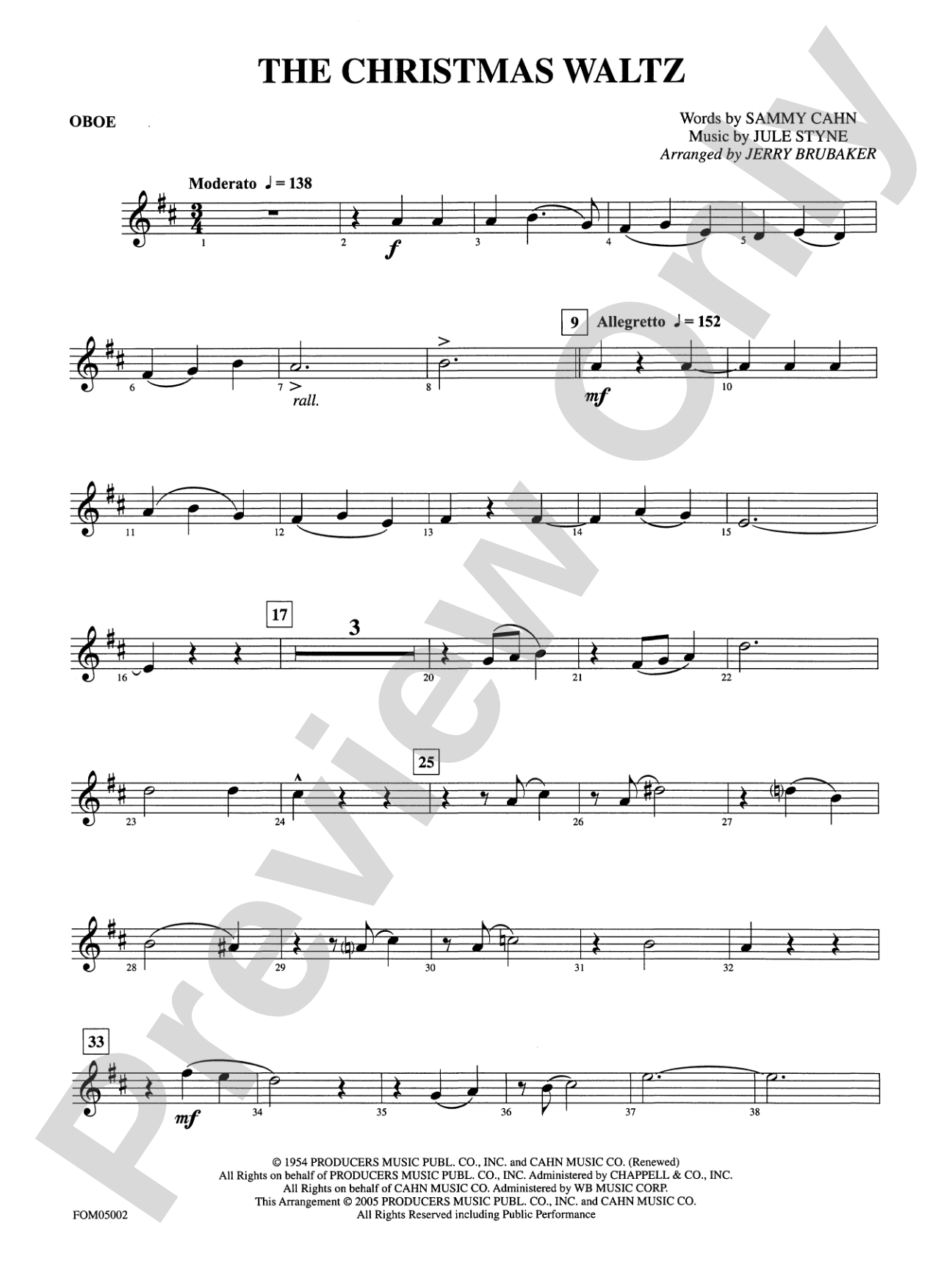 The Christmas Waltz: Oboe