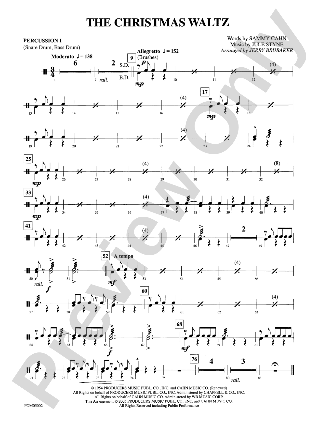 The Christmas Waltz: 1st Percussion