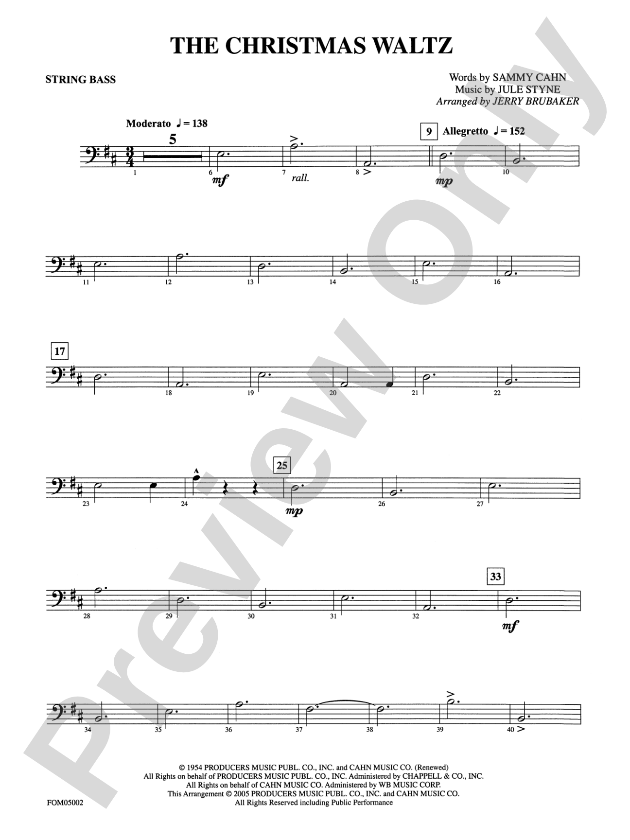 The Christmas Waltz: String Bass