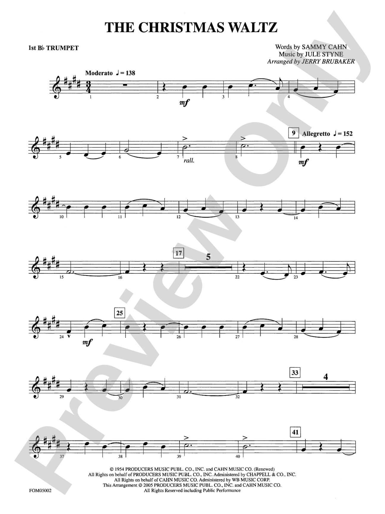 The Christmas Waltz: 1st B-flat Trumpet