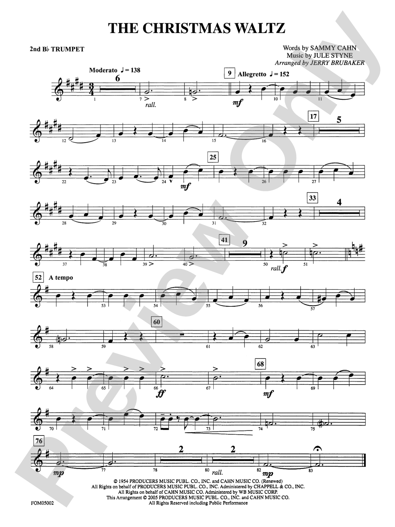 The Christmas Waltz: 2nd B-flat Trumpet