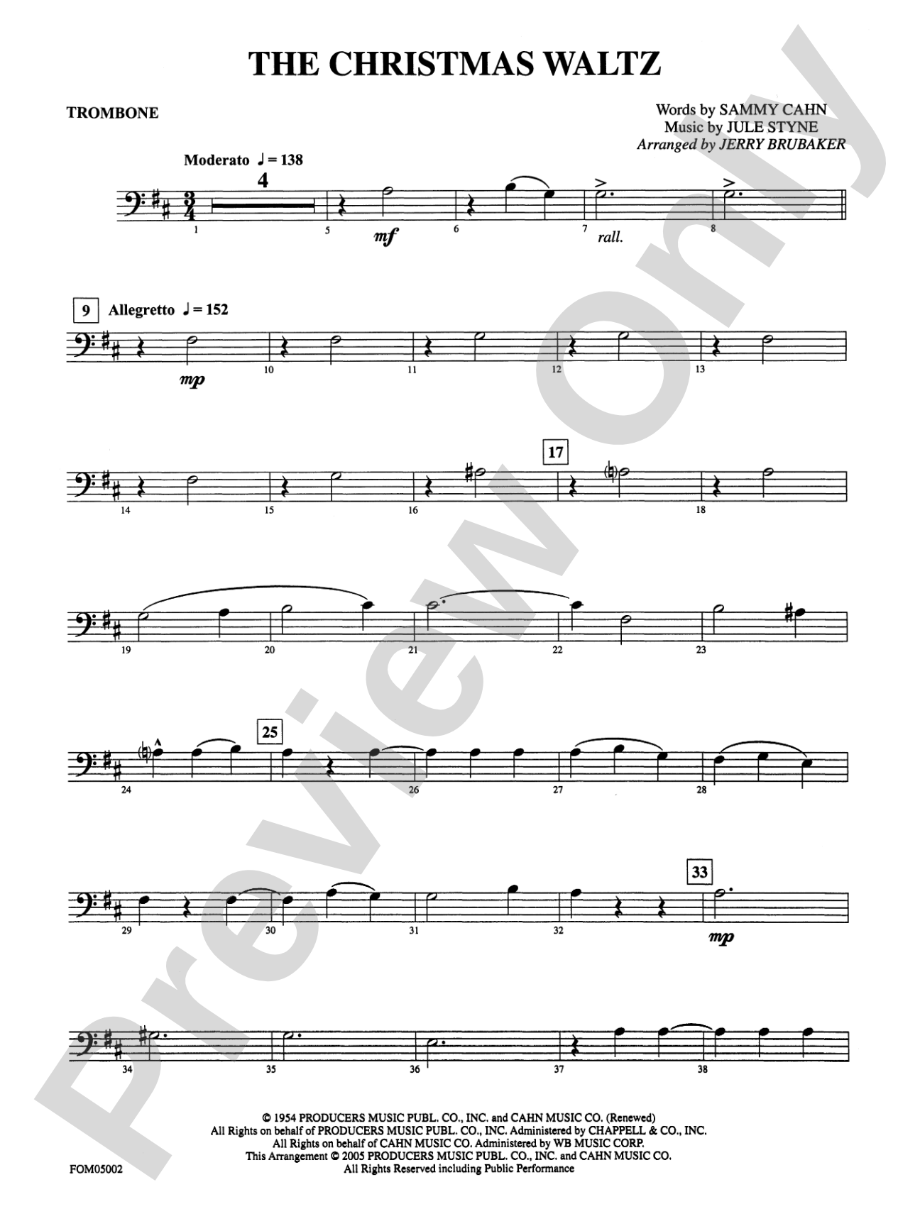 The Christmas Waltz: 1st Trombone